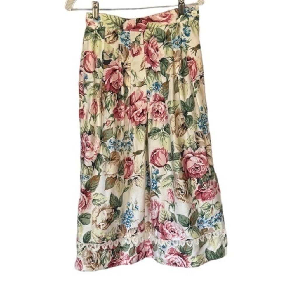 1970s Vintage Thermo Jac Floral‎ Midi Skirt Size 9-10 Style 4912
